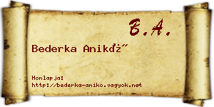 Bederka Anikó névjegykártya